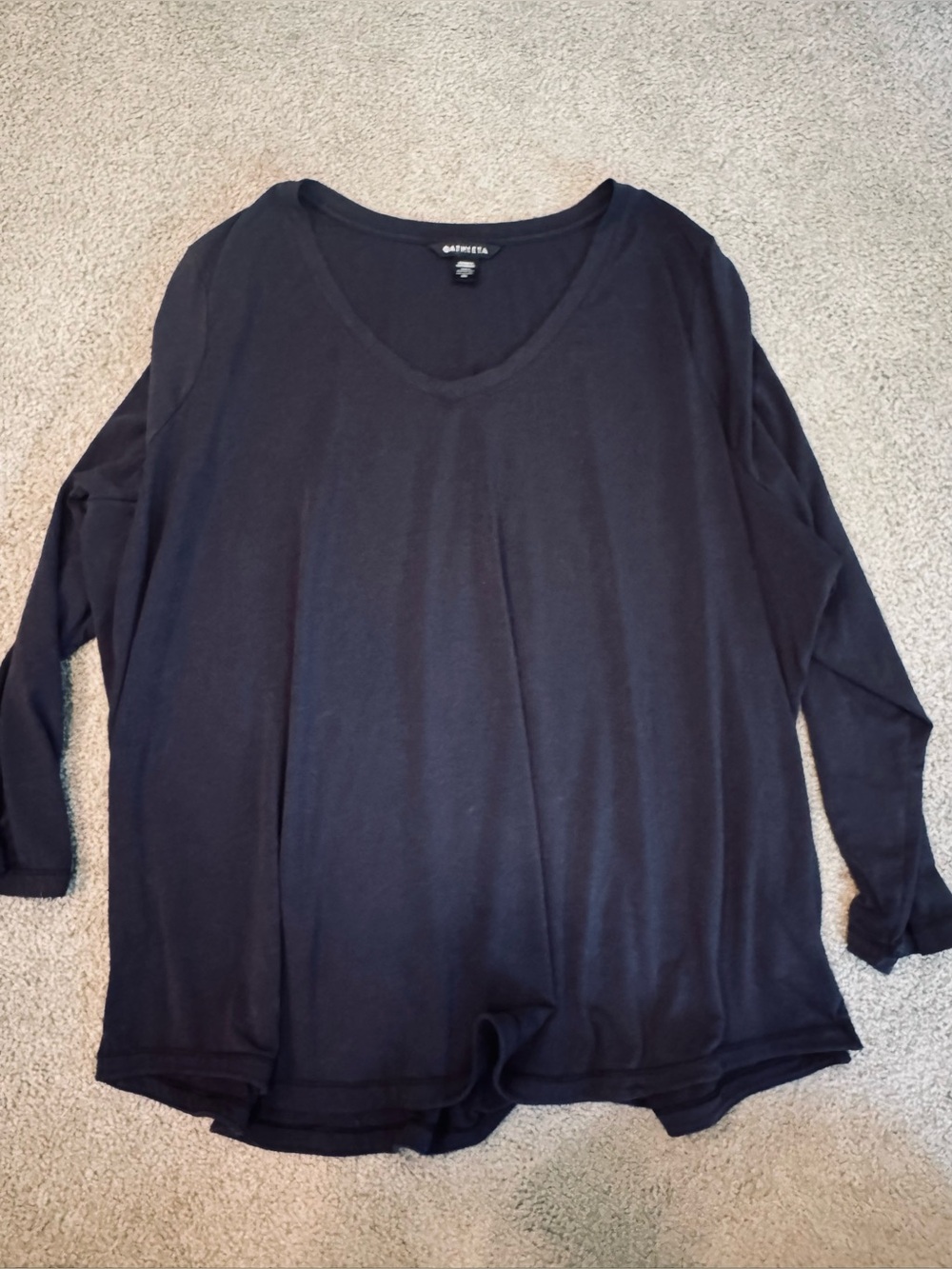 Athleta Black Women's Long Sleeve V-Neck Top Sz 3X